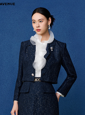 朗姿/MOJO莫佐2026春季新品高定极简细闪西装女箱型利落短外套