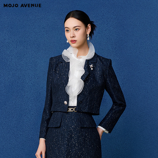 朗姿/MOJO莫佐2026春季新品高定极简细闪西装女箱型利落短外套