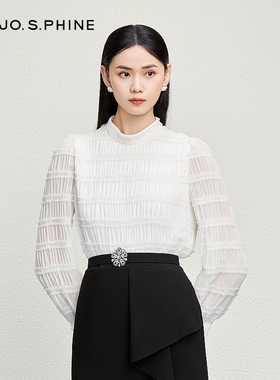 【舒心】MOJO AVENUE莫佐法式打揽弹力褶拉夫领雪纺衬衫