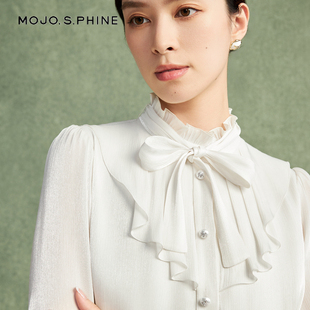 2024年新款 AVENUE莫佐浪漫荷叶边领衬衫 蝴蝶结飘 MOJO 朗姿
