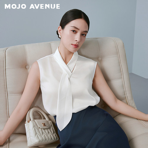 朗姿/MOJO AVENUE莫佐简约干练锻感丝滑无袖衬衫2025年新款