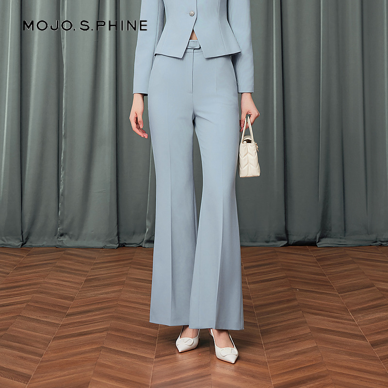 MOJO莫佐2025秋新款简约西裤女高腰直筒微喇职场通勤长裤朗姿集团