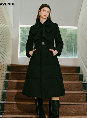 朗姿/MOJO AVENUE莫佐2025冬新款轻奢优雅长款羽绒服女设计感蝴蝶