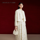 手工玉兰花饰修身 朗姿 MOJO莫佐双面呢夹克短外套2024年新款