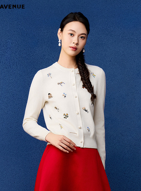 朗姿/MOJO AVENUE莫佐精致简约针织开衫2025年新款舒适亲肤百搭上