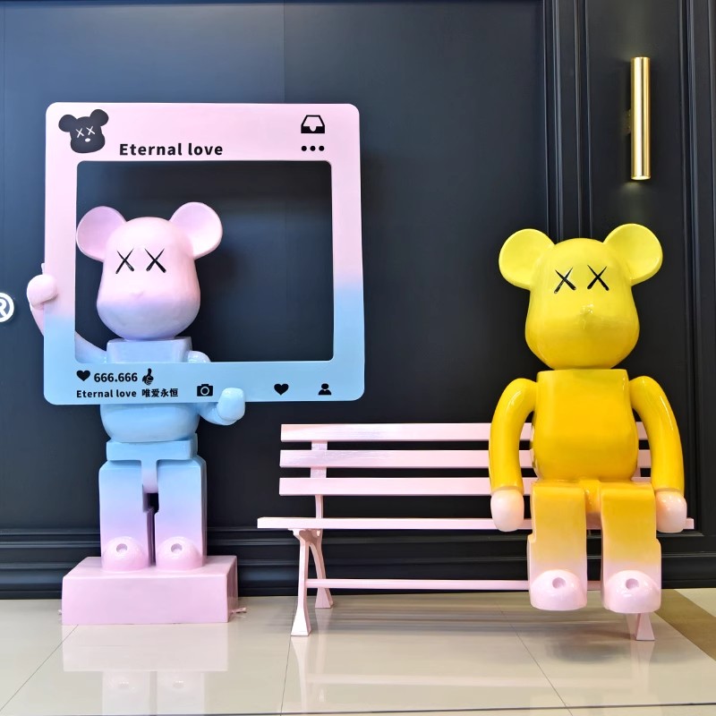 卡通积木熊雕塑大摆件