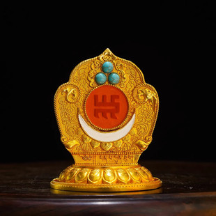 藏式纯铜吉祥安巴根特摆件家用供奉鎏金精品高档居家摆设三寸五寸