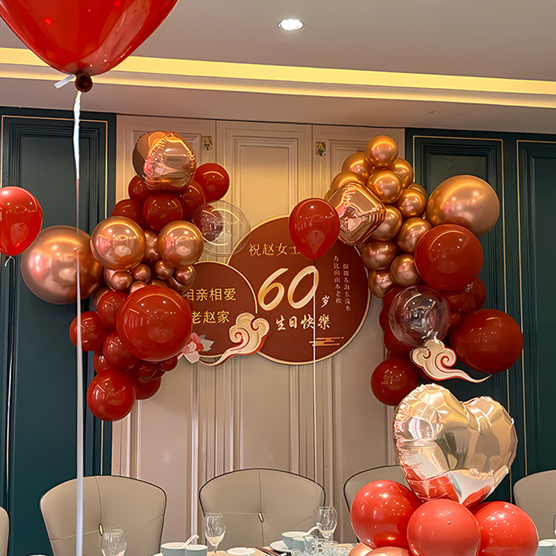 寿宴装饰老人生日场景布置气球70爸爸妈妈80饭店背景中式60祝大寿