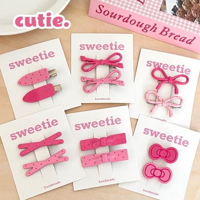 色滴点结鸭嘴夹可爱刘海镂空发卡