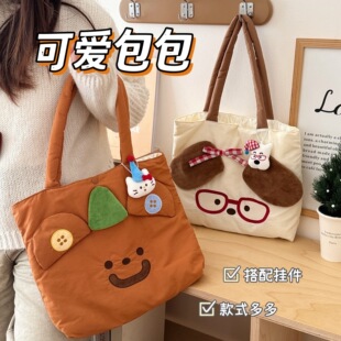 薄利多销腾亿可爱卡通公仔单肩包少女百搭秋冬休闲外出包大容量手