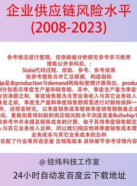 企业供应链风险数据Bullwhip2008-2023Stata代码上市公司匹配行业