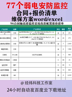 弱电安防监控合同报价维保方案清单系统工程小区监控投标书表格