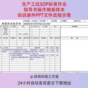 生产工位SOP标准作业指导书操作模板样本培训课件PPT文件流程步骤
