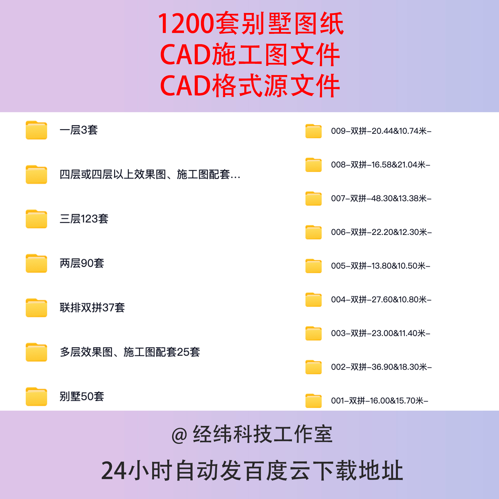 二层/三层别墅户型CAD建筑设计方案平面立面剖面施工图带效果图纸