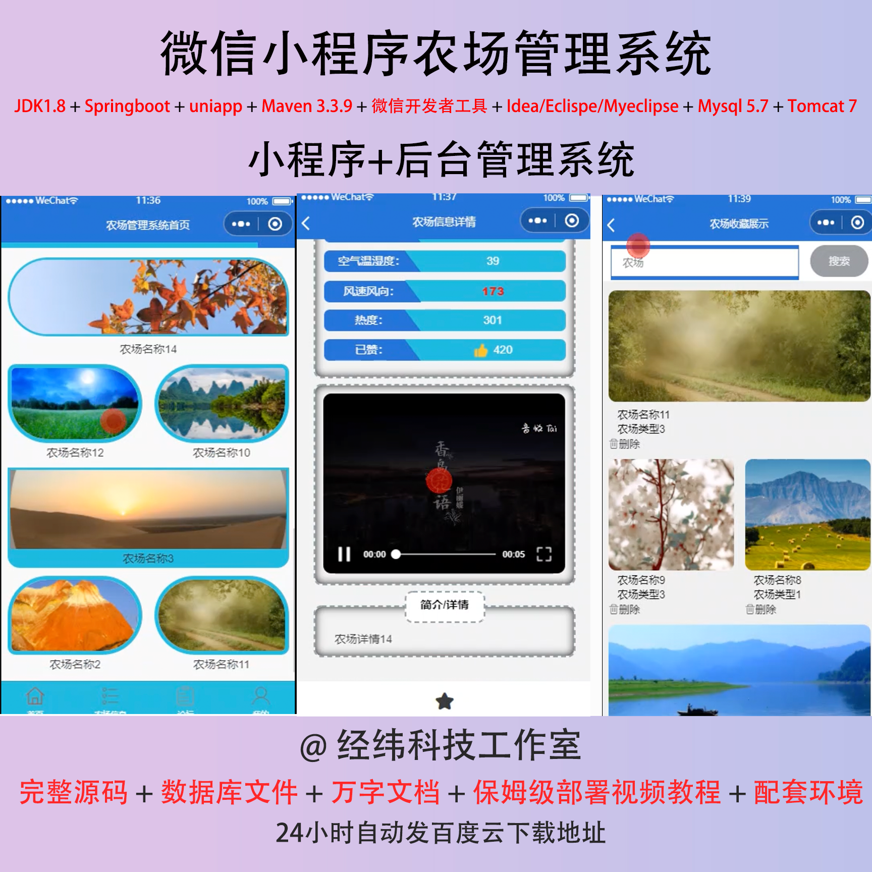 java springboot 微信小程序农副产品场地信息管理系统网站平台