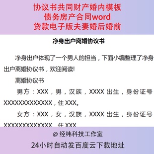 协议书共同财产婚内模板债务房产合同word贷款电子版夫妻婚后婚前