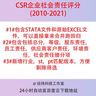 CSR企业社会责任评分代查Stata整理（2010-2021年面板分项数据）