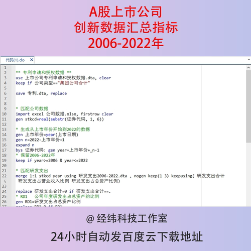 2006-2022年A股上市公司创新投入产出效率原始数据汇总指标do代码