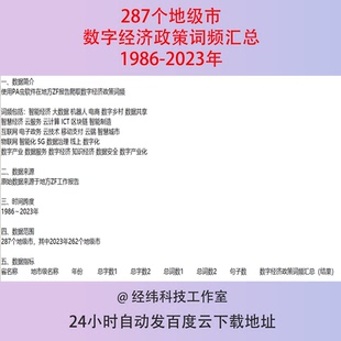 1986-2023年全国287个地级市数字经济政策词频数据汇总excel表格