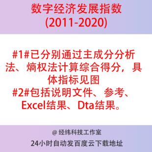 数字经济发展指数2011-2020，省级面板数据，主成分分析，熵权法