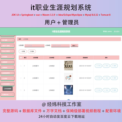 java springboot vue2 it职业生涯规划系统 管理系统在线平台网站
