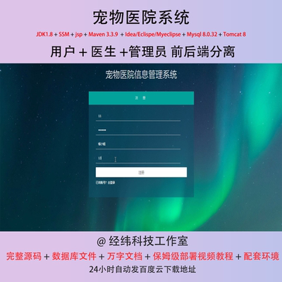 SSM宠物医院系统java前后台javaWeb源码送部署视频万字文档ppt