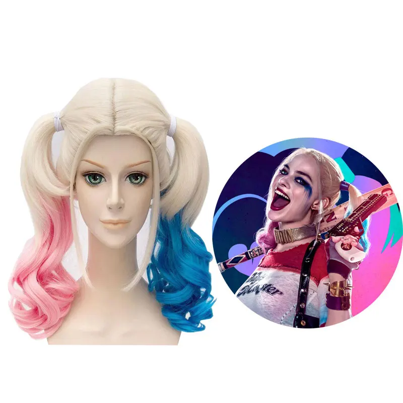 智鸿假发cos自杀小队哈莉·奎茵小丑女渐变假发Harleen Quinzel
