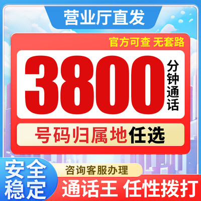 手机号通话王中国联通电话卡2000分钟超长通话快递外卖专用语音卡