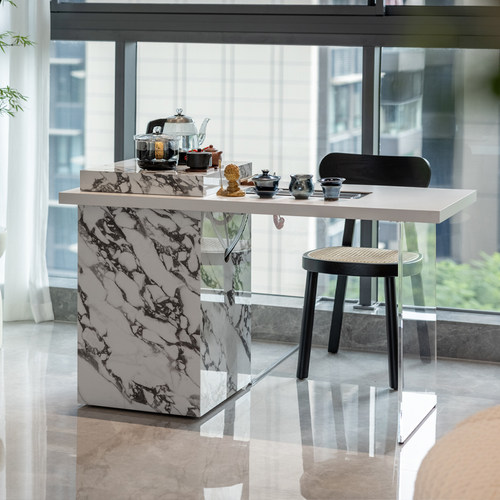 设计师款宝格丽白岩板茶台