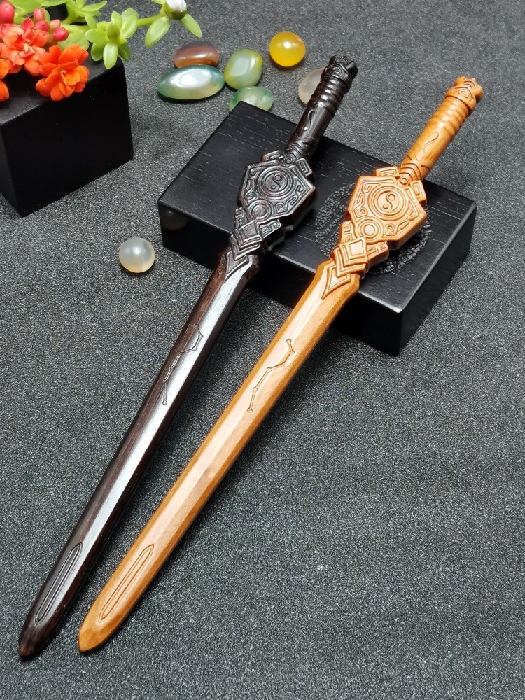 北斗七星剑簪紫光檀黑檀木簪子复古汉服道士发饰定制道家枣木法器