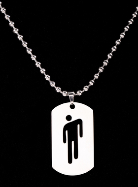 碧梨同款欧美简约不锈钢歪头小人项链嘻哈潮流男女吊坠项链HMHAS