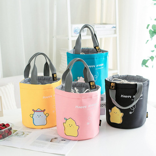 圆形饭盒手提包卡通防水学生上班族带饭保温袋便当铝箔可携式便当