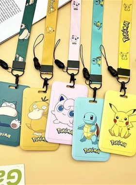 Pokemon Pikachu Bulbasaur Lanyard Credit Card ID Holder Bag