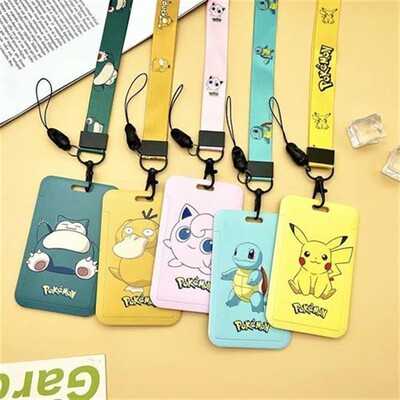 Pokemon Pikachu Bulbasaur Lanyard Credit Card ID Holder Bag