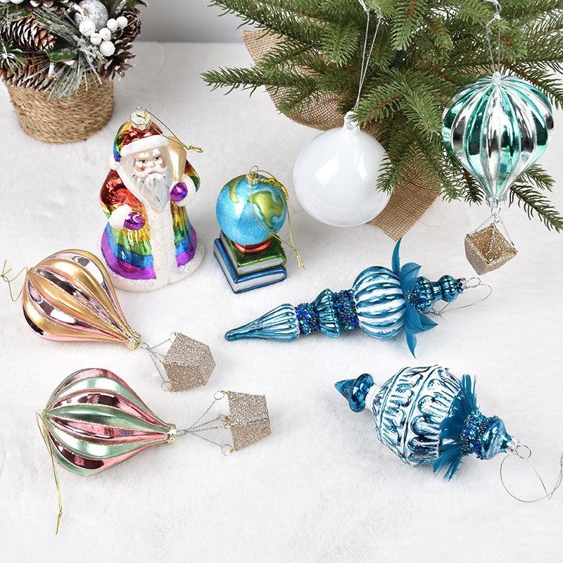 Christmas Glass Hand-Painted Santa Globe Rainbow Gourd Decor