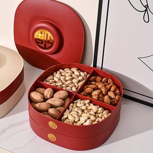 结婚糖果盒乔迁礼盒塑料双层客厅茶几干果盘零食收纳瓜子干果盒子