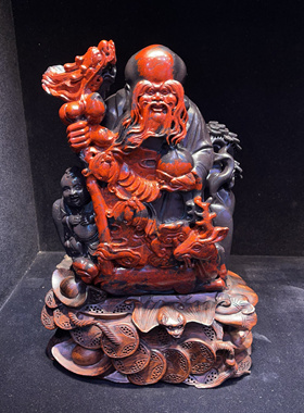 寿星正品桂林鸡血玉精品收藏长辈生日礼物红色摆件21-11-32cm