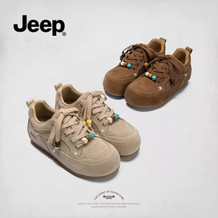 jeep春季登山女鞋2026新款轻便通勤百搭平底复古户外休闲鞋运动鞋
