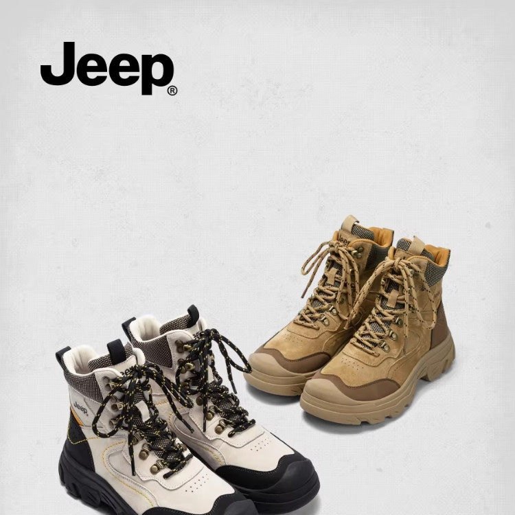 jeep马丁靴女款2025新款秋季增高厚底徒步短靴英伦黑色户外登山靴,女鞋,马丁靴,淘宝优惠券,粉丝福利购,淘宝优惠卷