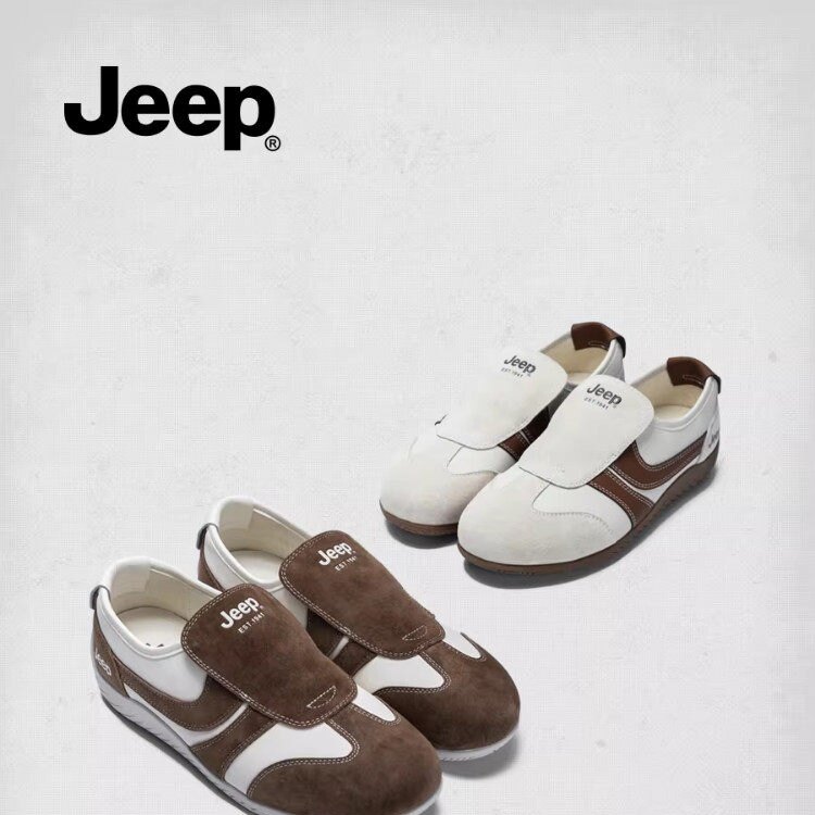 jeep美式经典德训鞋女款2026春夏新款一脚蹬休闲板鞋复古平底女鞋