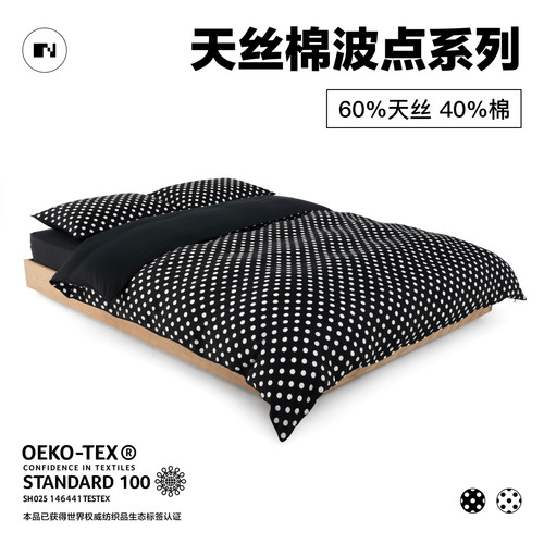 NIGHTOLOGY晚安学天丝棉波点系列轻奢简约贡缎床上四件套夏季