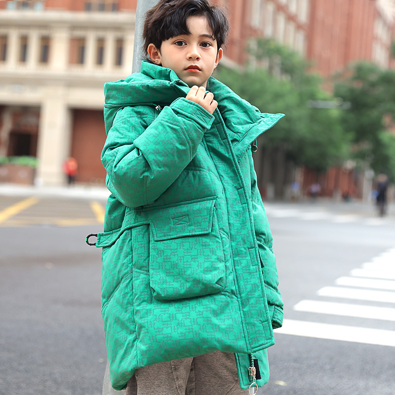 儿童羽绒服男童中长款正品加厚男孩冬外套韩版运动2024新款中大童