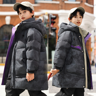 儿童羽绒服男童冬装中长款初中生加厚男孩洋气冬季特价童装清货