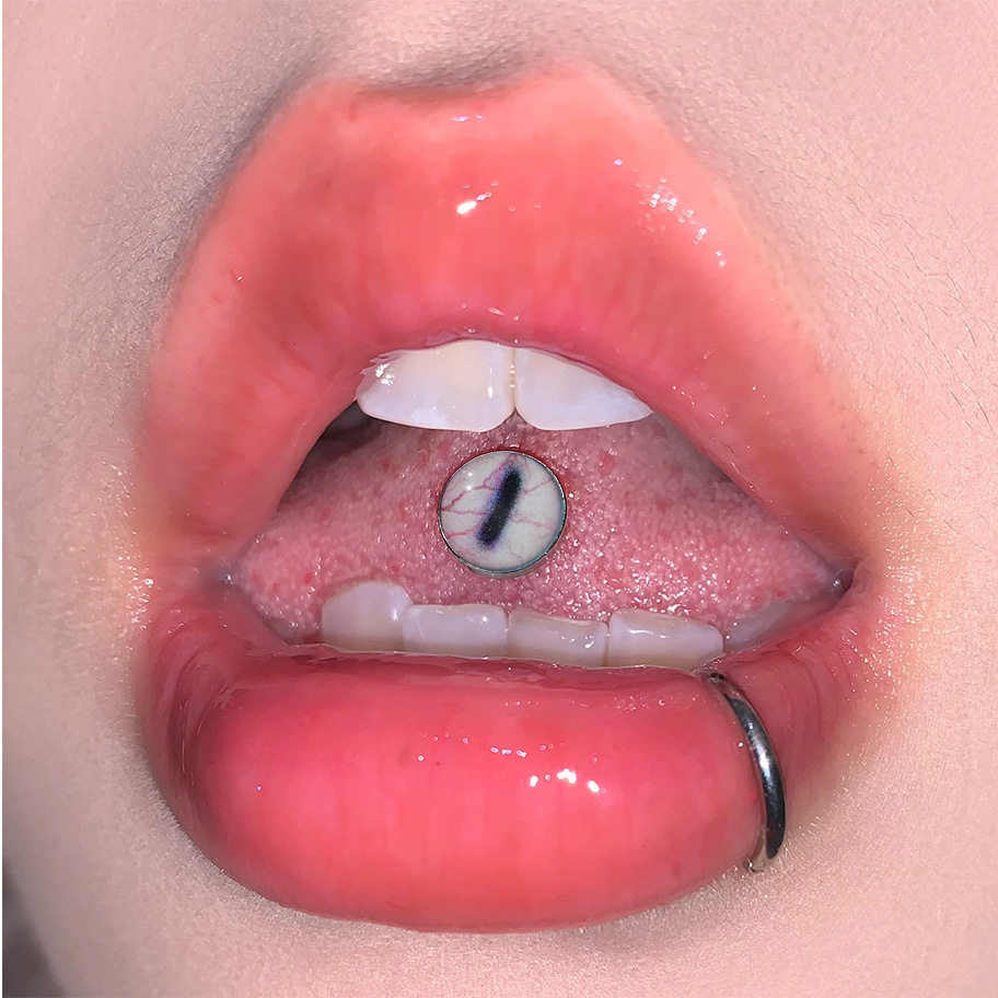 血丝眼球滴油穿刺舌钉钛合金舌头钉外螺旋可喝酒朋克异性穿孔饰品