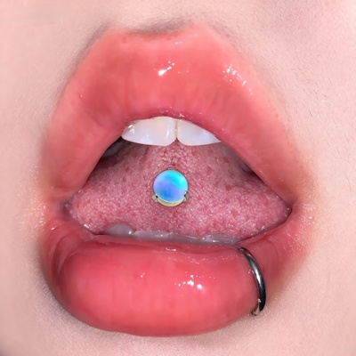 F136内螺旋牙1.2三爪月光石钛合金舌钉可喝酒甜酷小众ins穿刺饰品