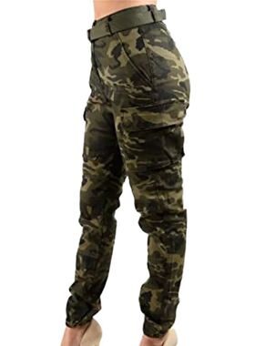 High waisted slim fitting printed overalls高腰修身印花工装裤