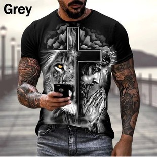 Stylish 3D printed T-shirt with loose fit时尚3d印花T恤宽松男