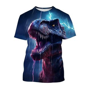 3D Dinosaur Pattern Printed T-shirt for Men3d恐龙图案印花T恤