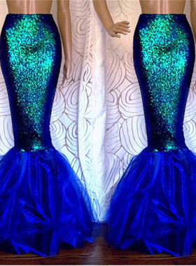 Sexy fashion sequin fish skirt with buttocks时尚亮片包臀鱼裙