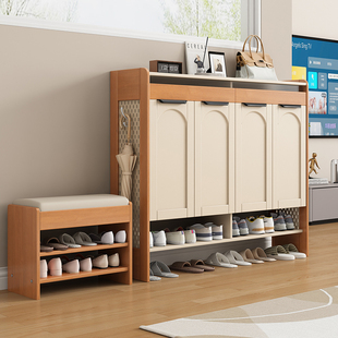 鞋架子家用门口多层鞋柜入户门2025新款带门新型实木鞋柜玄关一体